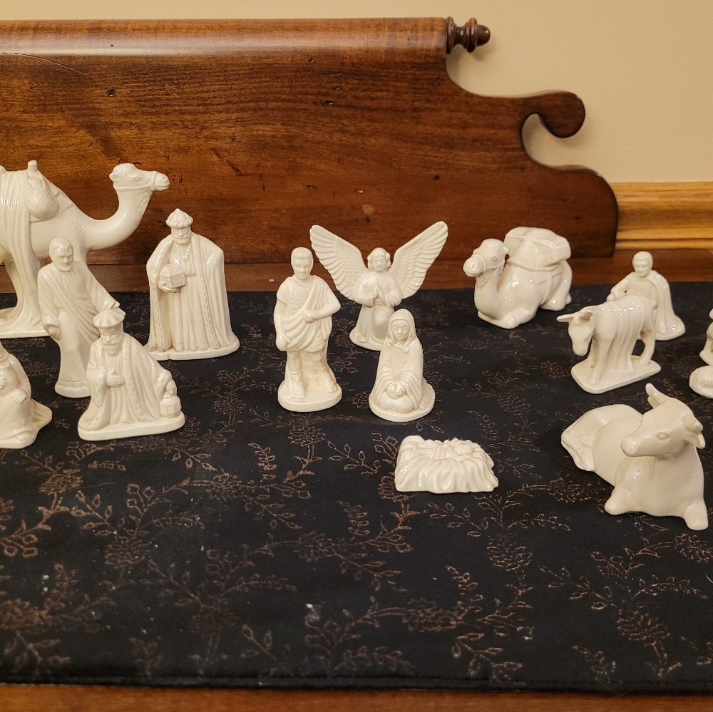 Ceramic nativity set.  White